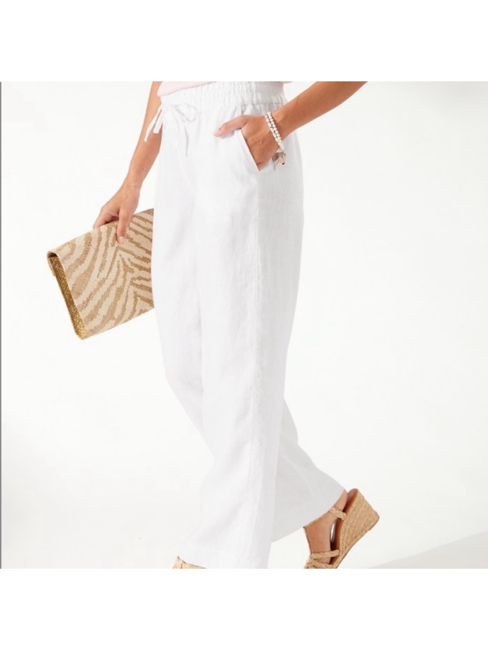 Tommy Bahama White Wide-Leg Drawstring Pants